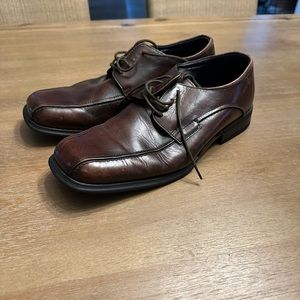 Men’s brown leather oxford square toe dress shoe size 9
